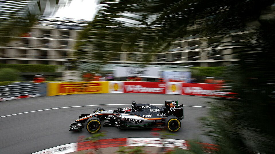 Force India quält sich mit der langsamen Ursprungsversion des VJM08 durch Monaco, Foto: Sutton