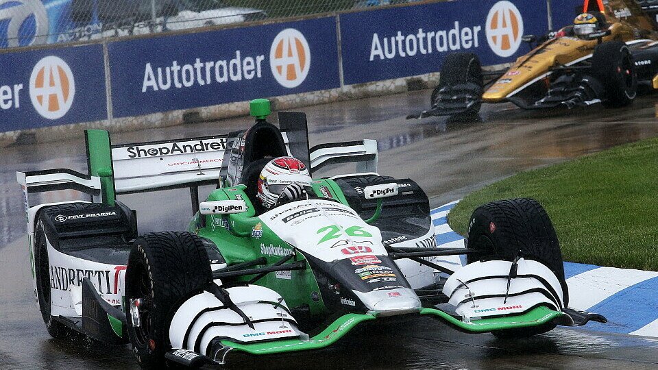 Carlos Munoz triumphierte im Regen von Detroit, Foto: IndyCar