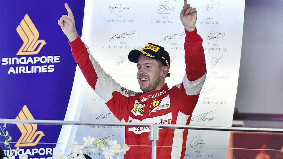Sebastian Vettel feierte seinen 42. Sieg und ging an Ayrton Senna vorbei, Foto: Sutton