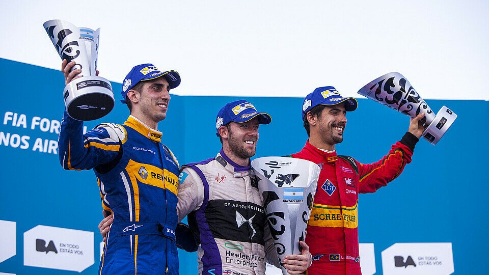 Die Sieger von Buenos Aires führen auch in der Fahrerwertung: Buemi, Bird, di Grassi, Foto: Formel E