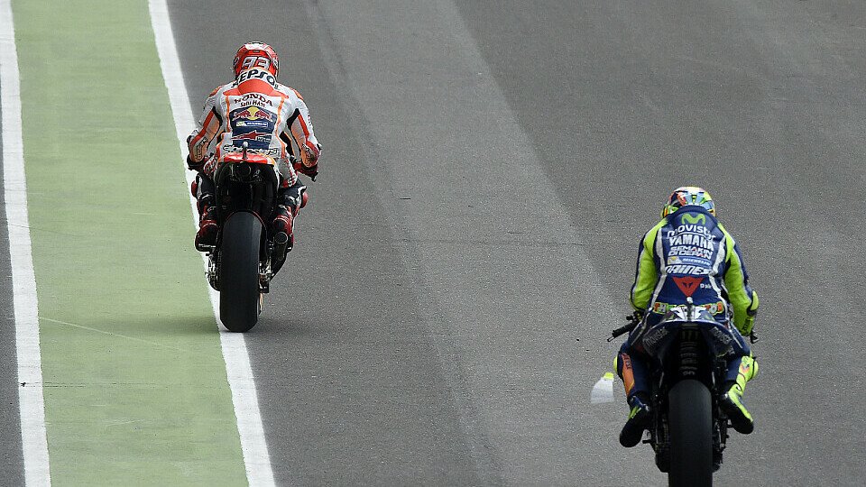 Beim Boxenstopp war das Rennen zwischen Marquez und Rossi noch offen, Foto: Yamaha