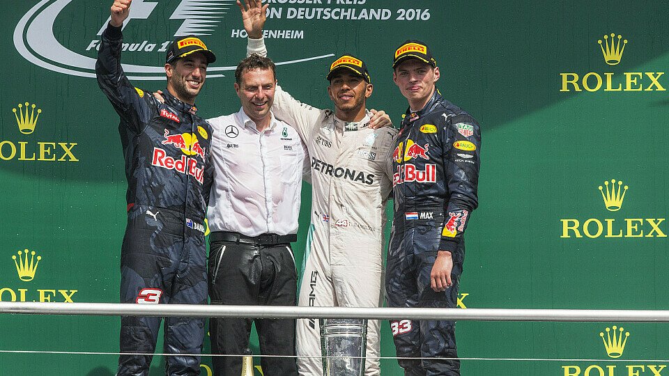 Mercedes-Pilot Lewis Hamilton hat den Deutschland GP vor Daniel Ricciardo und Max Verstappen gewonnen, Foto: Sutton