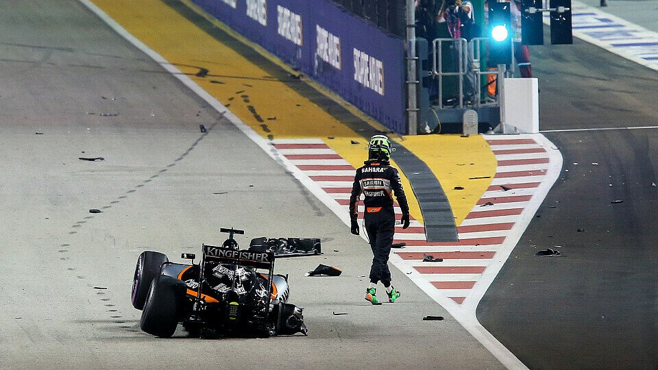 Der Singapur GP ist etwa 30 Sekunden alt, da geht Force-India-Pilot Nico Hülkenberg los, um sein Feierabendbier zu holen, Foto: Sutton