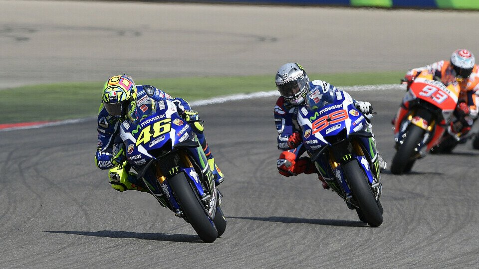 Rossi, Lorenzo, Marquez: Alle drei führten das Rennen in Aragon an, Foto: Yamaha