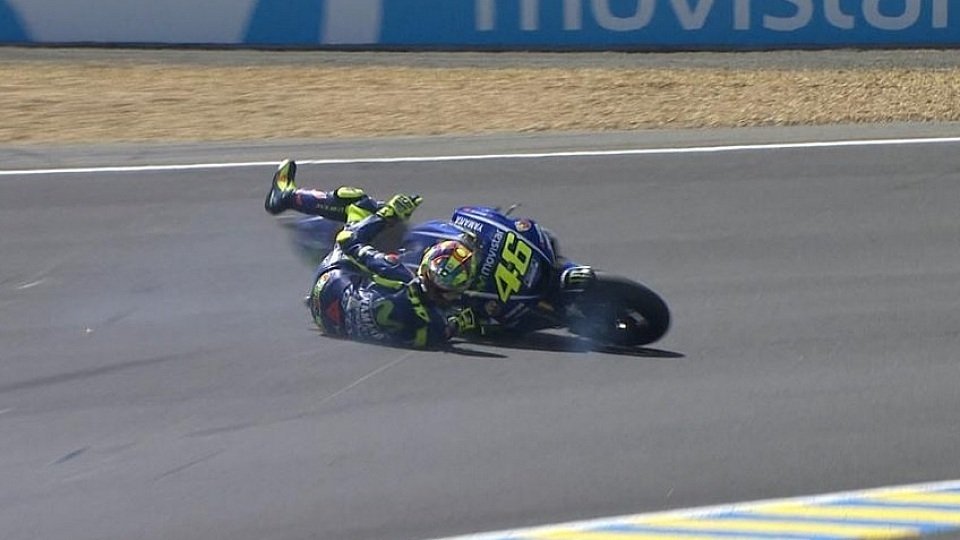 Valentino Rossi ging in der letzten Runde zu Boden, Foto: Screenshot