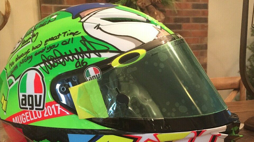Valentino Rossis Helm aus Mugello 2017, Foto: Twitter/Roger Hayden