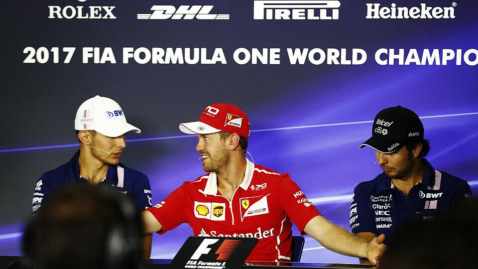 Chef-Mediator Sebastian Vettel als Schlichter zwischen Force India-Streithähnen Esteban Ocon und Sergio Perez?, Foto: LAT Images