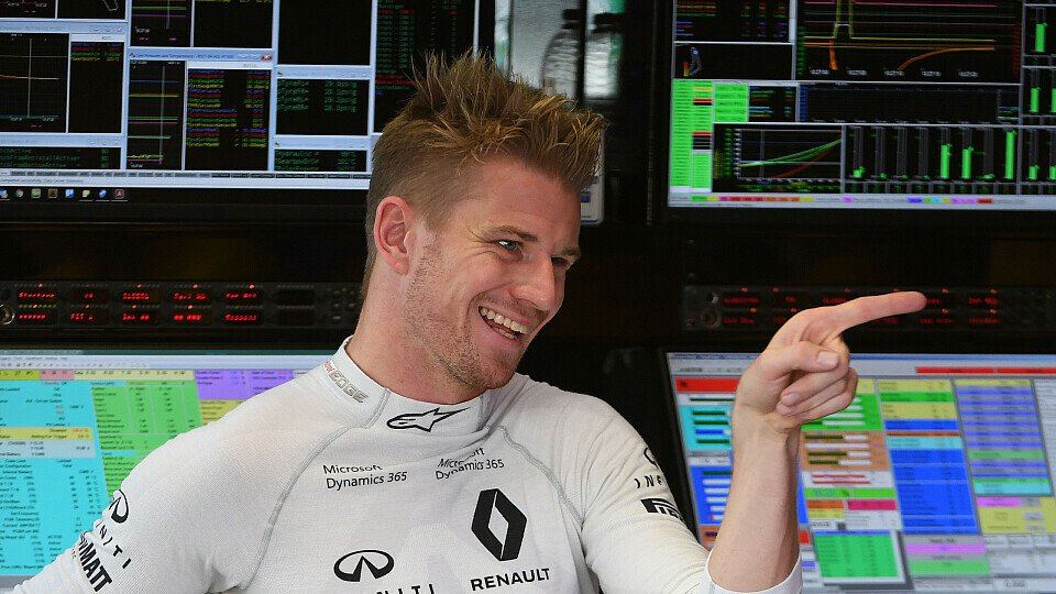 Da guckst du, was? Nico Hülkenberg feiert: Nie auf dem Podium, aber immer noch in der Formel 1, Foto: Sutton
