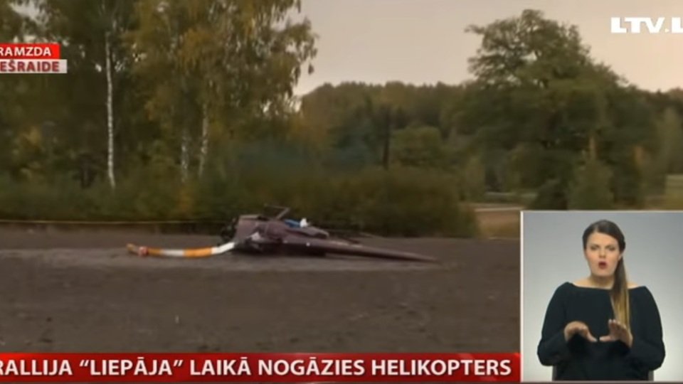 Das lettische Fernsehen zeigte das Wrack des abgestürzten Hubschraubers, Foto: LTV/Youtube
