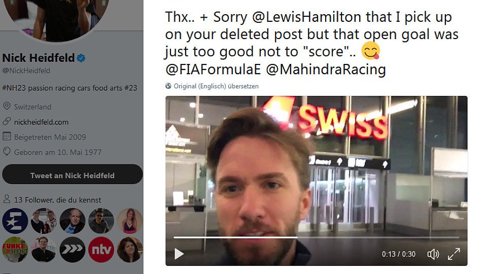 Nick Heidfeld veralbert Lewis Hamilton bei Instagram, Foto: @NickHeidfeld/Twitter