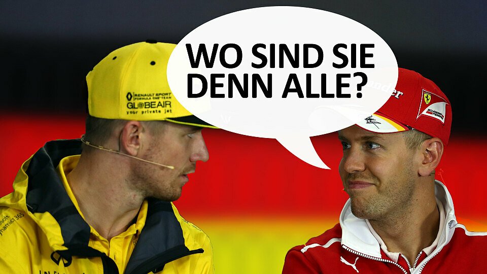 Nico Hülkenberg und Sebastian Vettel sind 2018 wohl die einzigen deutschen Fahrer in der Formel 1, Foto: Sutton