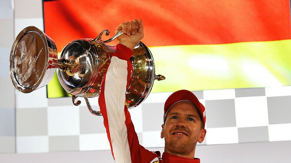 Sebastian Vettel feierte einen seiner härtesten Siege ausgelassen, Foto: Sutton