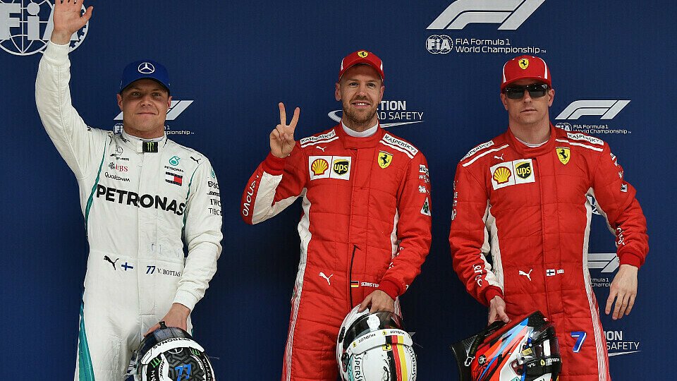 Sebastian Vettel, Kimi Räikkönen und Valtteri Bottas startet den China GP aus der besten Position, Foto: Sutton