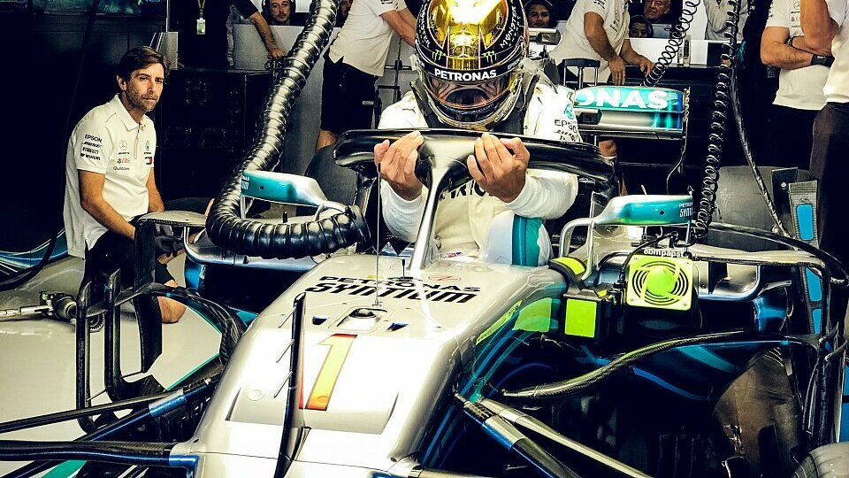 Lewis Hamilton fährt beim Abu Dhabi GP 2018 teilweise mit der Startnummer eins, Foto: Mercedes F1/Twitter