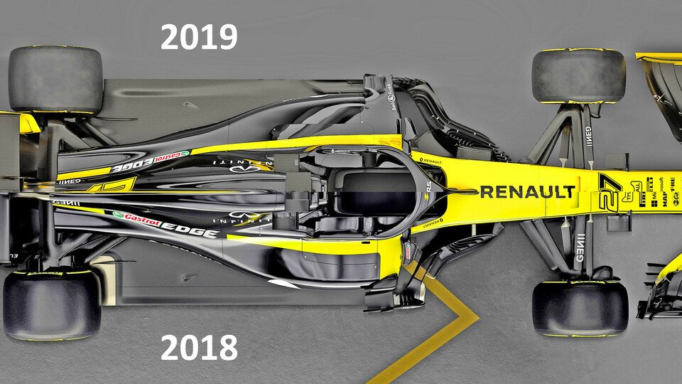Der direkte Vergleich: Renault R.S. 19 oben und sein Vorgänger R.S. 18 unten, Foto: Renault