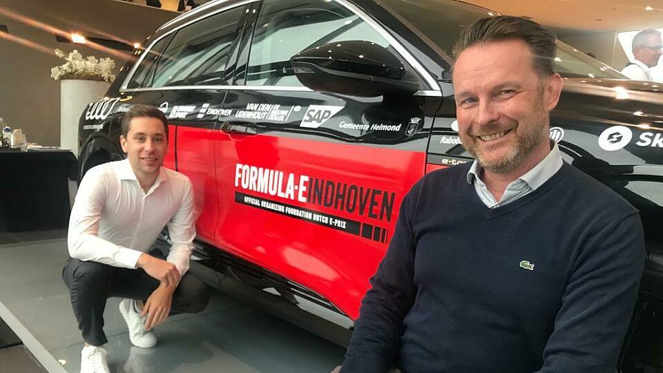 Formel-E-Rennen in Eindhoven? Robin Frijns und Projektinitiator Peter-Paul Laumans, Foto: Rene de Boer/Rebocar