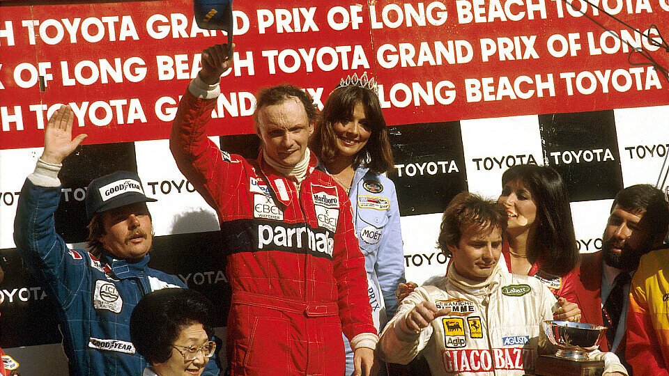 Niki Lauda gewann 1982 in Long Beach vor Keke Rosberg und Gilles Villeneuve, Foto: LAT Images