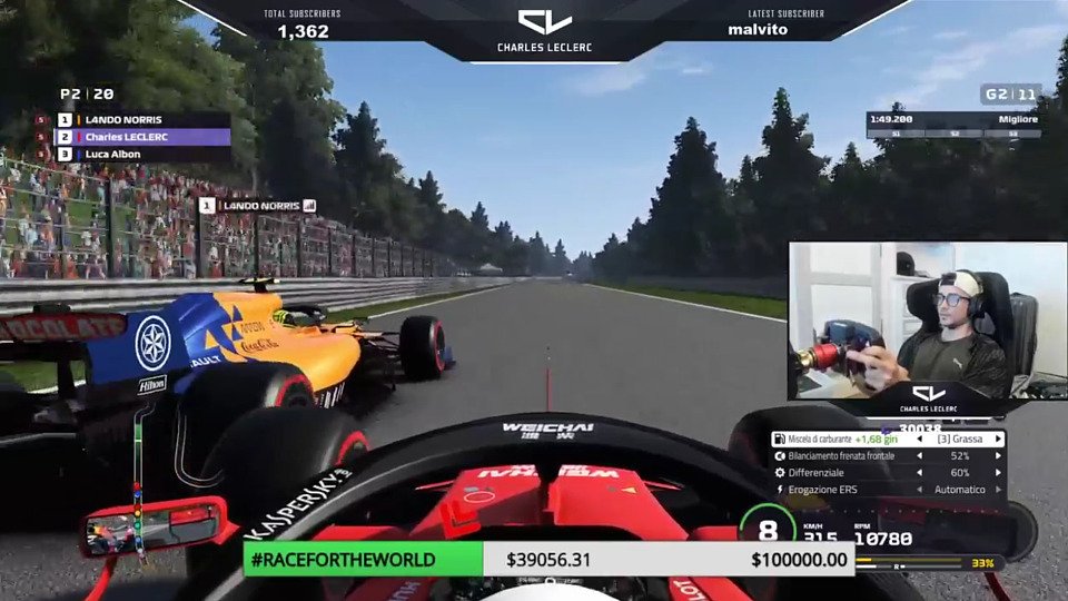 Charles Leclerc streamt die Events live via Twitch, Foto: Screenshot Twitch/iamcharlesleclerc16