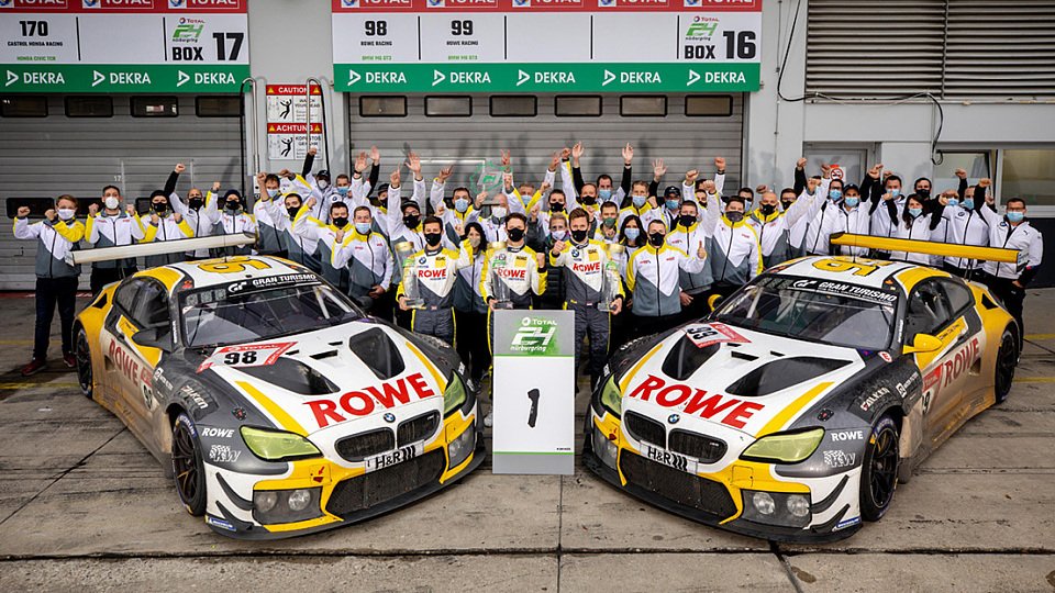 ROWE Racing jubelt über die Plätze 1 und 4 beim 24h-Rennen auf dem Nürburgring, Foto: BMW Group