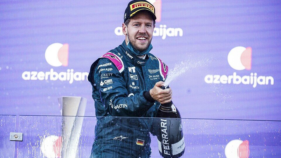 Sebastian Vettel durfte in Aserbaidschan über sein erstes Podium seit Monaten jubeln