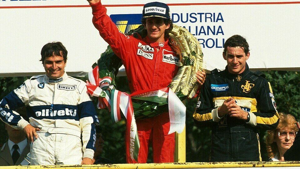 Alain Prost durfte sich über den Sieg beim Italien-GP 1985 noch mit einem Lorbeerkranz freuen., Foto: LAT Images