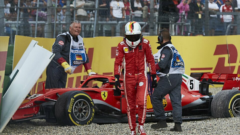 Sebastian Vettel nach Crash in Hockenheim 2018.