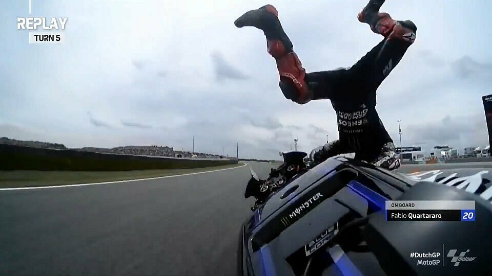 Quartararos zweiter Crash hätte übel ausgehen können, Foto: Screenshot/MotoGP