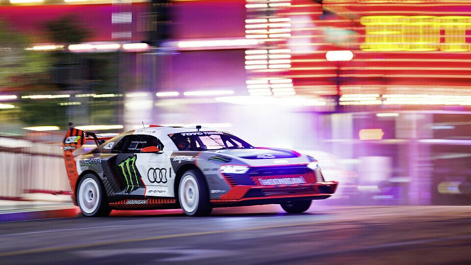 Ken Block driftet im Elektro-Audi wild durch Las Vegas, Foto: Audi AG