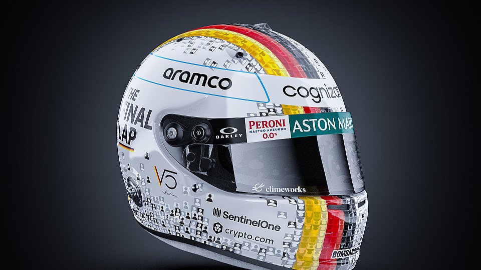 Auf Sebastian Vettels letztem F1-Helm gibt es zahlreiche Plätze für Fan-Fotos, Foto: Jens Munser Design
