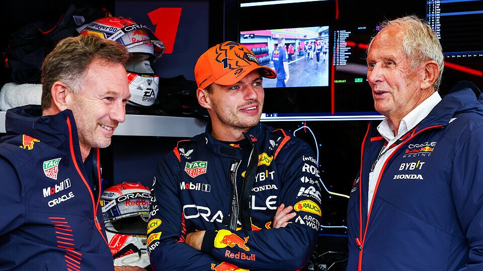 Christian Horner, Max Verstappen und Dr. Helmut Marko beim Qualifying in Spa-Francorchamps