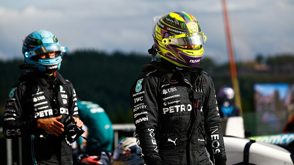 Parc Ferme: George Russell und Lewis Hamilton beim Sprint Race in Spa-Francorchamps Parc Ferme: George Russell und Lewis Hamilton beim Sprint Race in Spa-Francorchamps