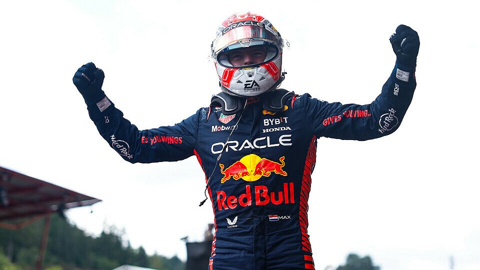 Belgien GP: Sieger Max Verstappen feiert im Parc Ferme