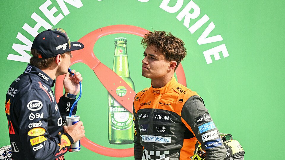 Lando Norris und Max Verstappen nach dem Formel-1-Qualifying beim Niederlande-GP in Zandvoort