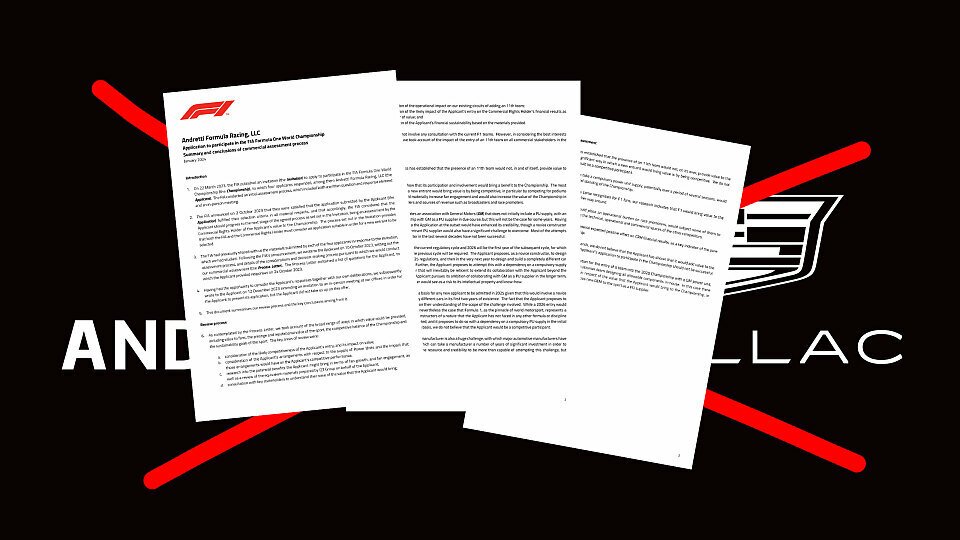 Statement der Formel 1 zur Ablehnung der Andretti-Cadillac-Bewerbung für einen Startplatz in der F1.