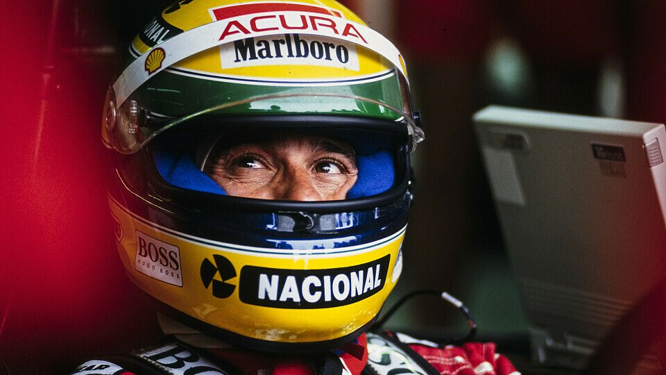 Ayrton Senna im Cockpit seines McLaren-Formel-1-Autos.