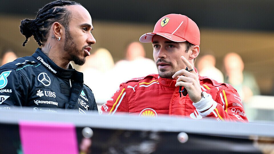 Lewis Hamilton (Mercedes) und Charles Leclerc (Ferrari) bei der Fahrerparade beim Formel-1-GP in Bahrain 2024