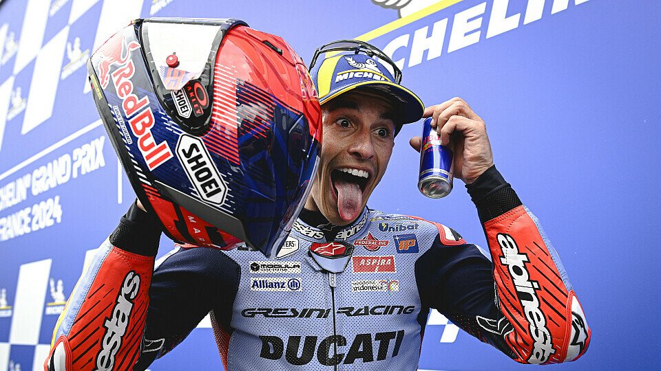 Marc Marquez celebrates second place in the MotoGP sprint at Le Mans