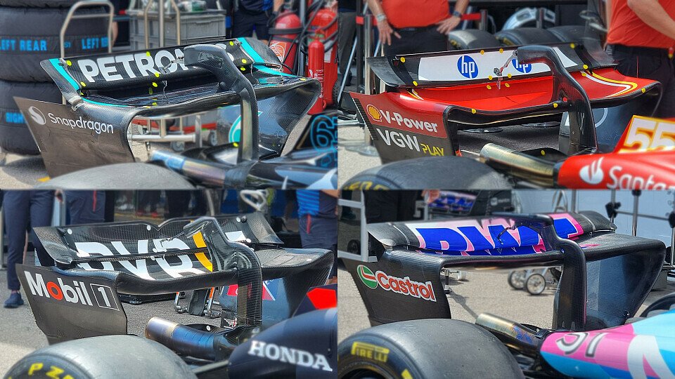Die Frontflügel von Mercedes, Ferrari, Red Bull und Alpine im Monaco-Vergleich