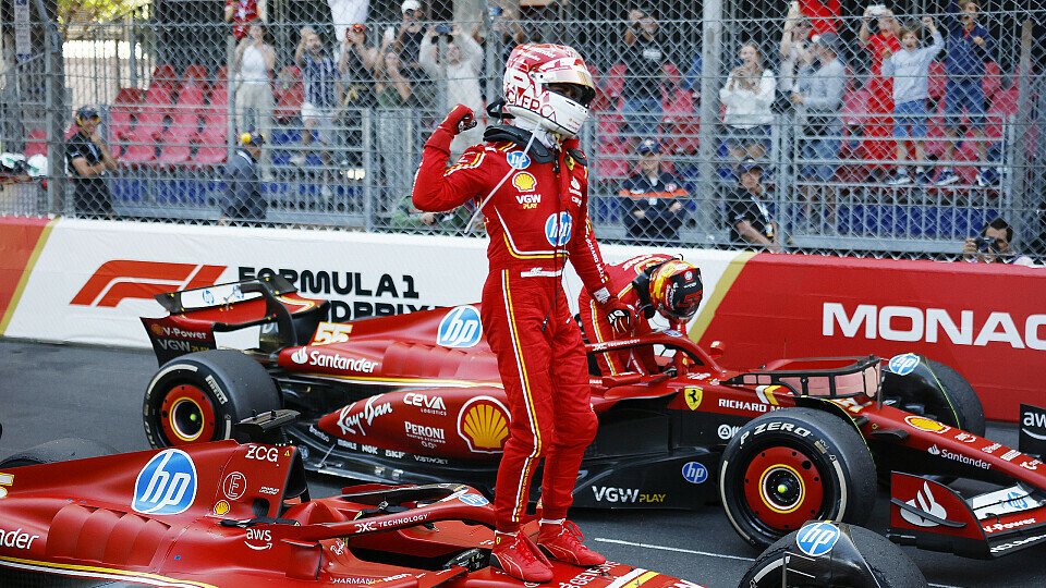 Ferrari-Fahrer Charles Leclerc feiert seinen ersten Sieg in Monaco