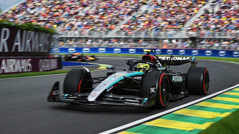 Lewis Hamilton in qualifying for the 2024 Canadian GP in his Mercedes Formula 1 car.