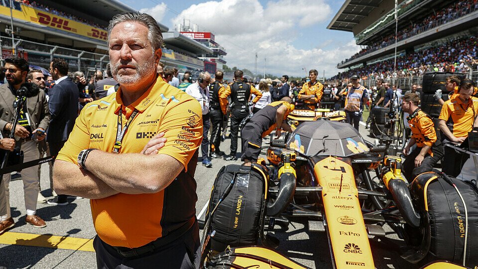 McLaren-CEO Zak Brown vor Polesetter Lando Norris in der Startaufstellung