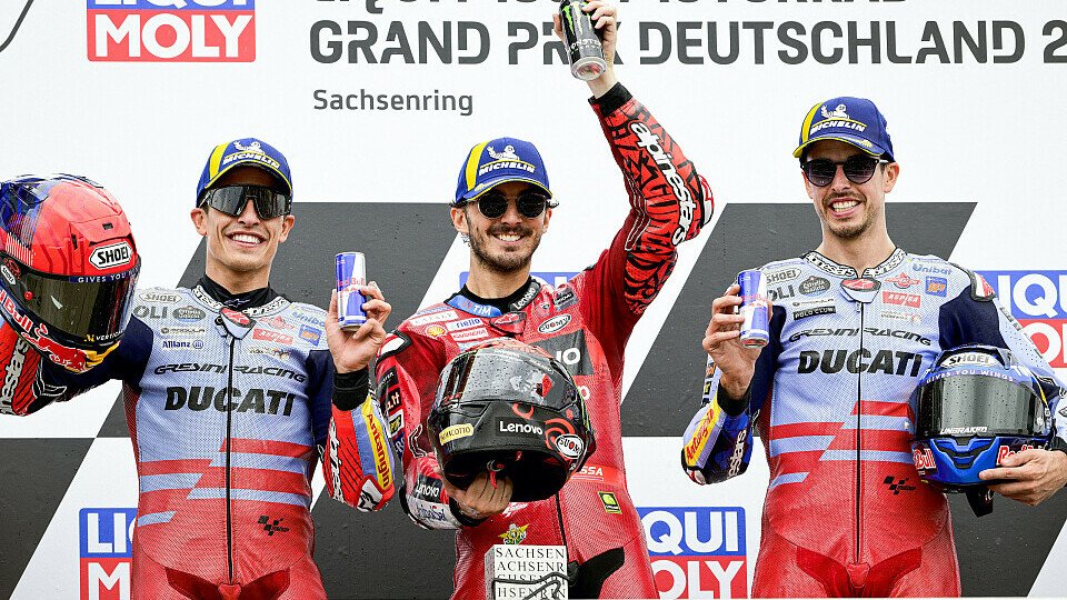 Das MotoGP-Podium am Sachsenring, Foto: LAT Images