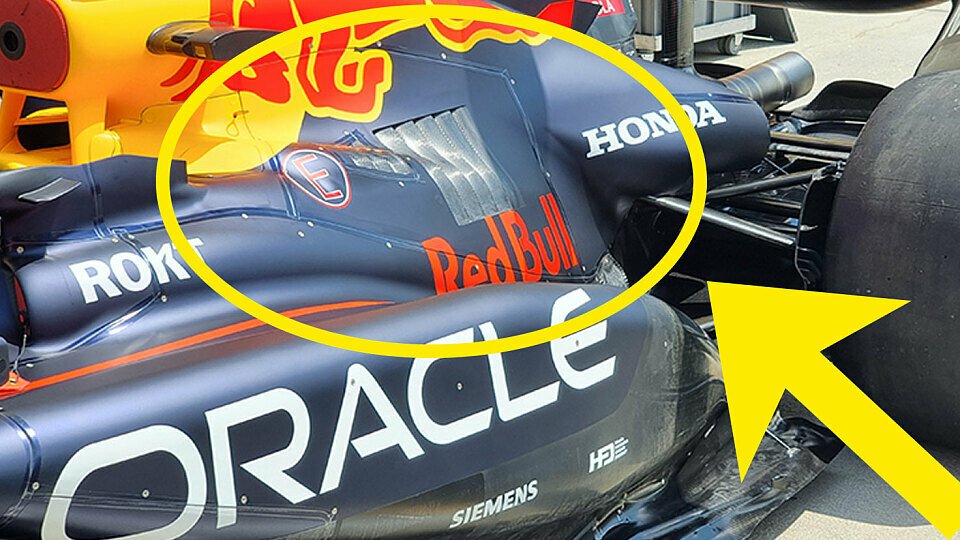 Der neue Red-Bull-Seitenkasten in Ungarn mit Hervorhebung der entfernten Wülste