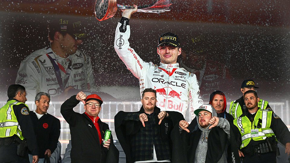 Titelbild Max Verstappen und enttäuschte Fans in Las Vegas 2023