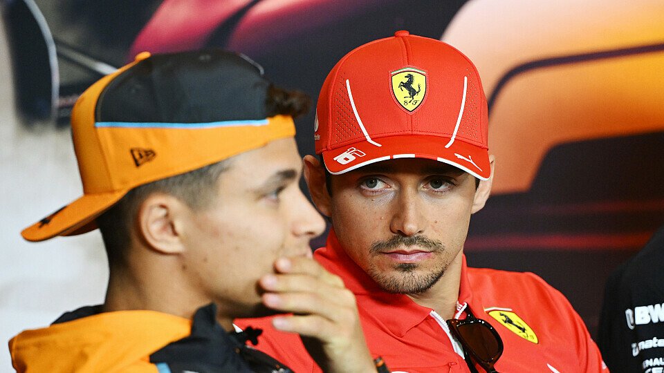 Lando Norris (McLaren) und Charles Leclerc (Ferrari) bei der Pressekonferenz in Shanghai (China)