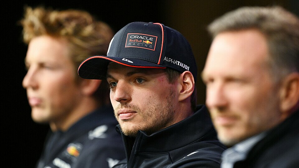Pressekonferenz mit Liam Lawson, Max Verstappen und Red Bull-Teamchef Christian Horner