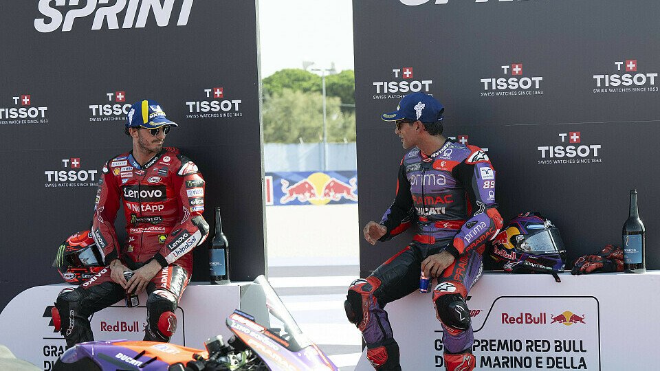 Jorge Martin und Francesco Bagnaia nach dem Sprint in Misano