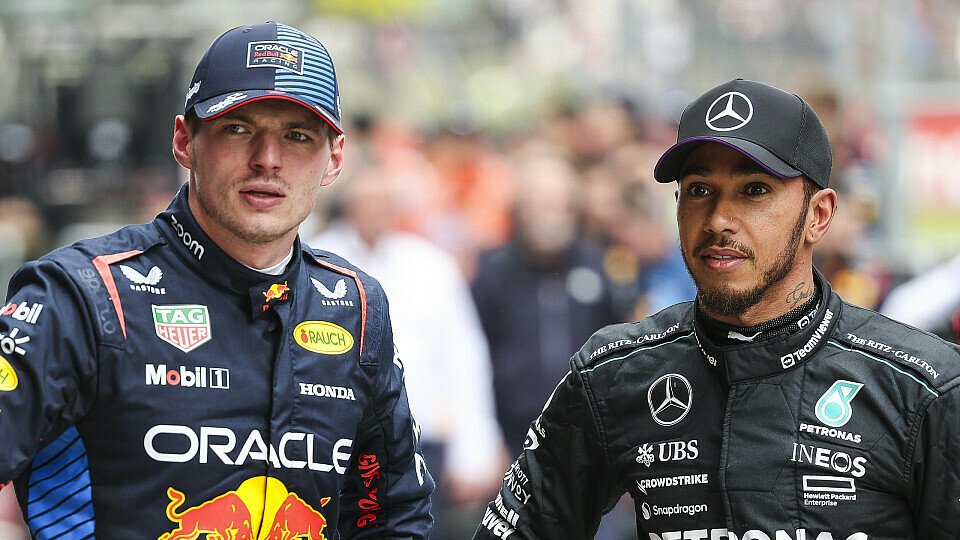 Max Verstappen (Red Bull) und Lewis Hamilton (Mercedes) beim China-GP 2024 in Shanghai; Portrait