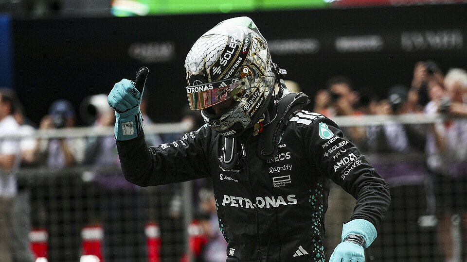 Mercedes-Fahrer George Russell kommt als Dritter im Parc Ferme an