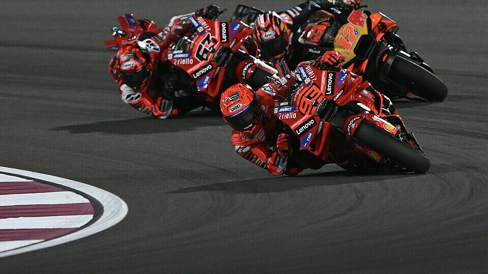 Marc Marquez behauptete sich gegen Vinales und Bagnaia, Foto: MotoGP Press